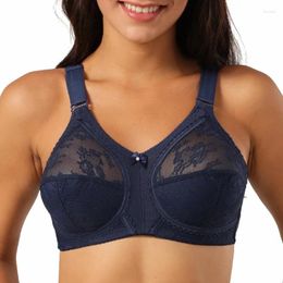 Bras Woman Beauty Floral Lace Bra Minimizer Full Figure Wireless Large Bosom Plus Size 36 38 40 42 44 46 48 50 B C D DD E