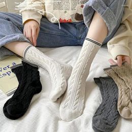 Women Socks 4 Pairs Of Twist Women's Crew Long Vintage Mid-Calf