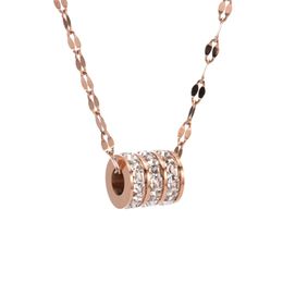 Titanium Steel Triple Circle Drill Pendant Necklace Delicate and Unique Fashionable Statement Jewellery Rose Gold