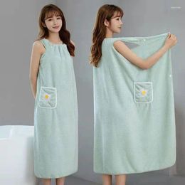 Towel Wearable Microfiber Bath Towels Absorbent Coral Velvet Sling Skirt Bathrobe Soft Wrap Chest Dresses For Women Girls