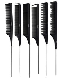 1PCS Heat Resistant Salon Black Metal Pin Tail Antistatic Comb Hard Carbon Cutting Hair Trimmer Brushes1676297