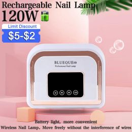 Dryers Builtin Battery Wireless Nail Lamp 120W Rechargeable Nail Dryer Manicure Machine Professional Nail Polish Curling Lamp for Nail