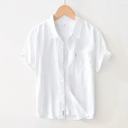 Men's Casual Shirts White Classic Plain Basic Shirt For Men 2024 Summer Fashion Cotton Short Sleeve Blouses Youth Male Handsome Tops