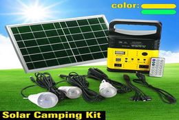 Solar Lamps Portable Generator Outdoor Camping Power Mini DC10W Panel Charging LED Lighting System Kit Remote Control Radio FM5548052