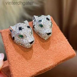 Top Quality 1to1 Brand Logo Womens Designer Earrings 925 silver goldplated high carbon diamond cultivation emerald leopard earrings AAA Quality Dangle Earrings
