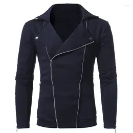 Men's Hoodies 2024 Autumn/Winter Double Pull Diagonal Zipper Fashion Casual Slim Fit Sweater Coat