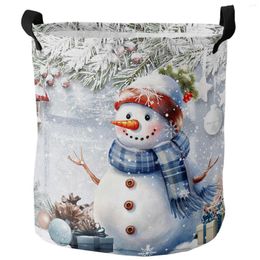 Laundry Bags Christmas Winter Snowflakes Snowmen Dirty Basket Foldable Home Organizer Clothing Kids Toy Storage