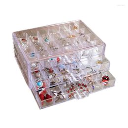 Jewellery Pouches Storage Box Transparent 3 Layer 72 Grids/5 120 Grids Dustproof Earring Display Case Organiser For Women