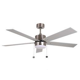 PC552 Modern 5-Blade Brushed Nickel Cylinder Fan with Reversible Blades and Selectable Kelvin Light Kit - Sleek Design with Adjustable Lighting Options