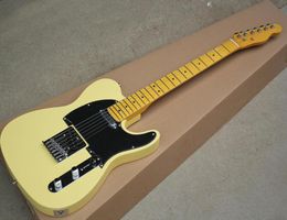 Factory Whole Light Yellow Electric Guitar with Black PickguardYellow Maple NeckCan be Customised as request5344984