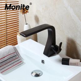 Bathroom Sink Faucets Monite ORB Black Faucet 1 Handle Basin Deck Mount Vanity Tap Mixer