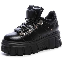 HBP Non-Brand Dropshipping Custom New Genuine Leather Ladies Chunky Sneakers Punk Style Platform Casual Shoes