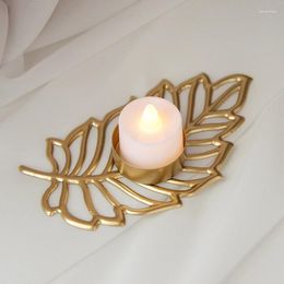 Candle Holders Nordic Leaves Gold Holder Home Ornaments Metal Candlestick Leaf Jars Dining Table Centerpieces Wedding Decoration