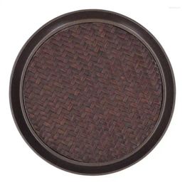 Tea Trays Round Small Tray Weave Pattern Decorative Alloy Serving Cup Saucers For Home Patio Porch Deck
