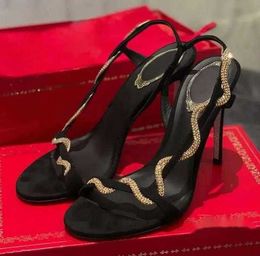 Serpentine Winding Sandals Veet Elegant Sexy Fashion Designer 9.5cm Women's High Heels