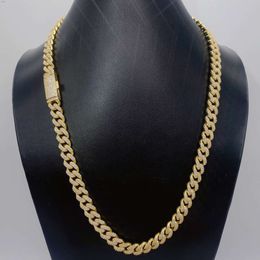 Hip Hop Fine Jewellery 10mm Moissanite 14k Gold Plated Cuban Link Chain Necklace Bracelet Diamond for Men