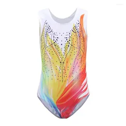 Stage Wear 5-14T Kids Girls Ballet Dance Leotards Sleeveless Dancewear Bronzing Gymnastics Leotard Costume