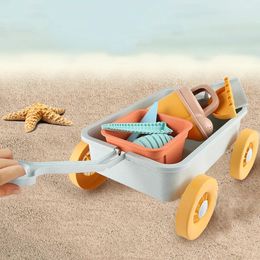 Pull Car Toy Sand Plaything Digging Toys Childrens Sliding Trolley Cartoon Beach Set Summer Construction Building 240403