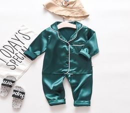 Sleepwear Outfits For Toddler Baby Boys Long Sleeve Solid TopsPants Pyjamas Sleepwear Soft Feeling Sweet Sleeping Clothes Y81 1937466186