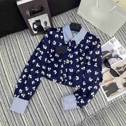 Two Piece Dress Designer Early spring new haute couture pastoral style lapel print long sleeved shirt high waisted skirt set MCJB