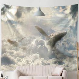 Tapestries Wall Art Tapestry Interior Whale In The Sky Painting Decor For Room Decoration Wallpapers Year's Aesthetic Home Y2k