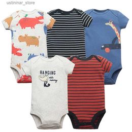 Rompers 5PCS/Lot Baby Boys Girls Bodysuits 100% Cotton Short Sleeves Kids Clothes 6-24 Month Newborn Baby Clothing bebe Jumpsuit L47