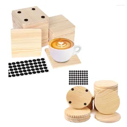 Table Mats 25 Pack Unfinished Wood Coasters 4 Inch Blank Wooden Crafts With Non-Slip Silicon Dots Durable Colour