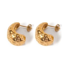 ins style 18k الذهب الأقراط الفولاذ المقاوم للصدأ للنساء مع أنماط مقعرة ومحدبات قطرة ماء على شكل أقراط أزياء مخصصة للجملة