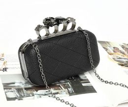 Evening Bags Lichee Pattern PU Women Clutches Bag Purses Knuckle Rings Ladies Leather Party Bride Day Clutch Chain Shoulder BagEve2926226