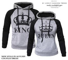 2021 New Hooded Sweatshirt Coat Lover Couple Matching Poker King Queen Hoodie Jumper Sweater Tops H6453693320