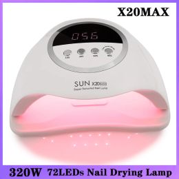 Dryers New SUN X20MAX 320W 72LEDs Powerful UV LED Lamp For Nails for Curing All Gel Nail Polish With Motion Sensor Nail Salon Equipment