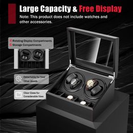 Luxury Automatic 2 Motor Watch Winder Carbon Fibre Display Box Case Storage 240327