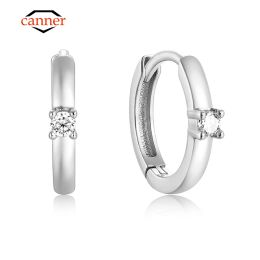 Rings CANNER Test Passed D Colour Moissanite Rhodium Gold Plated Real s925 Silver Hoop Earrings Fine Jewellery Girlfriend Gifts Oorbellen