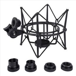 Stand Microphone Shock Mount Adjustable Mount Recording Mic Stand Metal Bracket Pod Microphone Stand (Black)