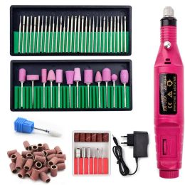 Drills Electric Manicure Machine With Ceramic Nail Drill Bits Set Ceramic Mill Cutter Nail Art Sanding File Gel Polish Remover Cutter