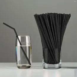 Disposable Cups Straws 100pcs 6 X 210 MM Plastic Black Cocktail Soft