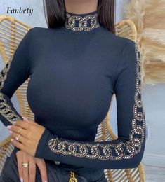 2022 Women Sexy Turtleneck Sticker Crystal Shirts Tops Spring Elegant Long Sleeve Blouse Office Lady Casual Pullover Blusa 2202239717606