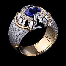 Cluster Rings Mens Business Domineering Vintage Jewellery Natural Royal Blue Engagement Rings for Men Anniversary Gift Indian Jewelry240408