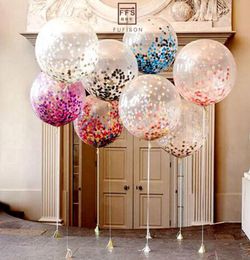 5pcs 18inch big balloon multicolor confetti balloon Brithday Party wedding decoration Latex Transparent Clear Balloon1267933