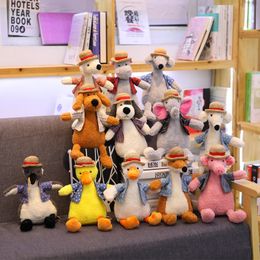 Cute and Cute Pet Website Red Straw Hat Duck Doll Dog Plush Toy Penguin Pillow Elephant Doll Hippo30cm