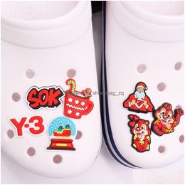 Jewelry Moq 20Pcs Pvc Cartoon Santa Claus Squirrel Crystal Ball Drink Shoe Charms Accessories Clog Pins Buckle Decoration For Bracelet Dhyvx