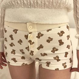 Women's Sleepwear Casual Lounge Shorts Y2K Vintage Low Waist Button Closure Graphic Printed Aesthetic Slim Pajama Bottoms