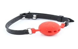 5 Colours BDSM Bondage Toys Open Mouth Silicone Ball Gag With Holes Slave Erotic Restraints Sex Toys DHL4658112