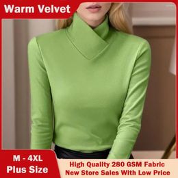 Women's T Shirts 2024 Fashion Autumn Winter Female Turtleneck Velvet Stretch Shirt Women Long-sleeve T-shirt Warm Basic Pullover Bottoming