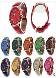 2016 Luxury Geneva Watches Roman Numerals Sports Watch Faux Leather Quartz Exquisite wrist For women mens Wristwatch Automatic DHL9238203