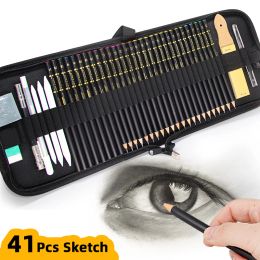 Sets Sketching 41pcs Set Professional Drawing Set Graphite Charcoal Pencil Kit Carrying Bag Art Students School Painting Supplies