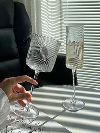 Embossed Red Wine Glasses Champagne Cup Cocktail Juice Home Gift Bubble 240408