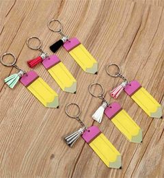 Personalized Blank Letters Tassel Key Ring Teacher039s Day Gifts Pencil Key Chain Acrylic Keychains Favor Festival Decor HWB8806674178