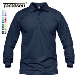 TACVASEN Men Tactical T-shirts Work Polos Summer Quick Dry T-shirts Long Sleeve Lightweight Pique Jersey Golf T-shirts Tee Tops 240402