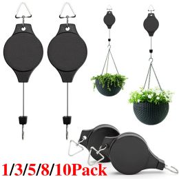 Boxes 2090cm Retractable Hanging Basket Pull Down Hanger Pulley Garden Baskets Plant Pots Hanging Basin Retractable Hook Greenhouse